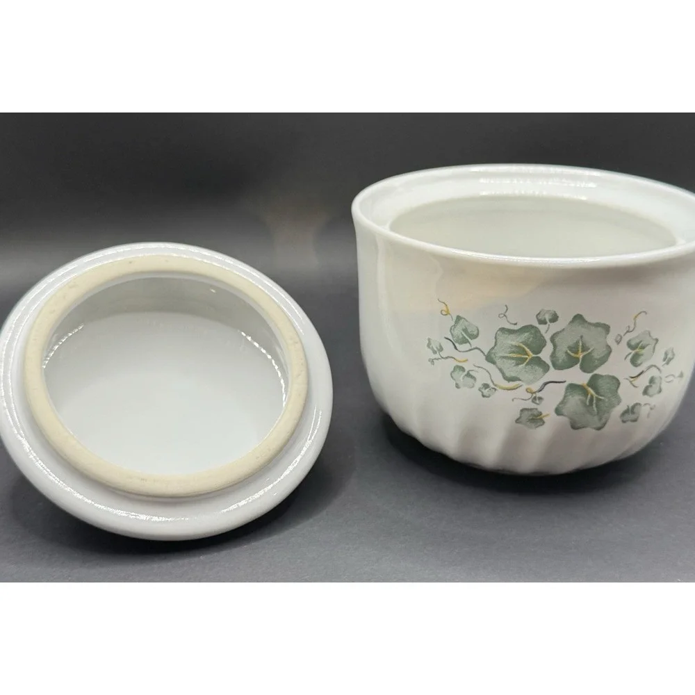 Corelle Calloway Green Ivy Stoneware Canister Sugar Jar Dish Lid Cottagecore